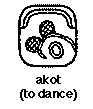 akot, meaning to dance