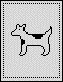 drawing of a dog, black line on a white ground