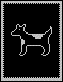 drawing of a dog, white line on a black ground