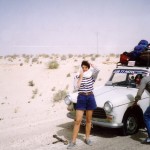 The Sahara Desert, Tunisia. Taxi with a flat tyre!