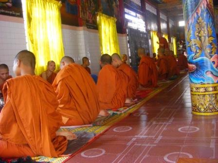 Monks of Cambodia lunching