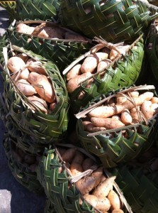 Yams in hand made baskets