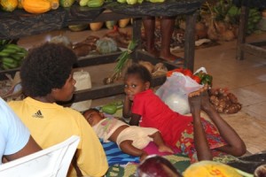 Children resting at the Port Vila Market